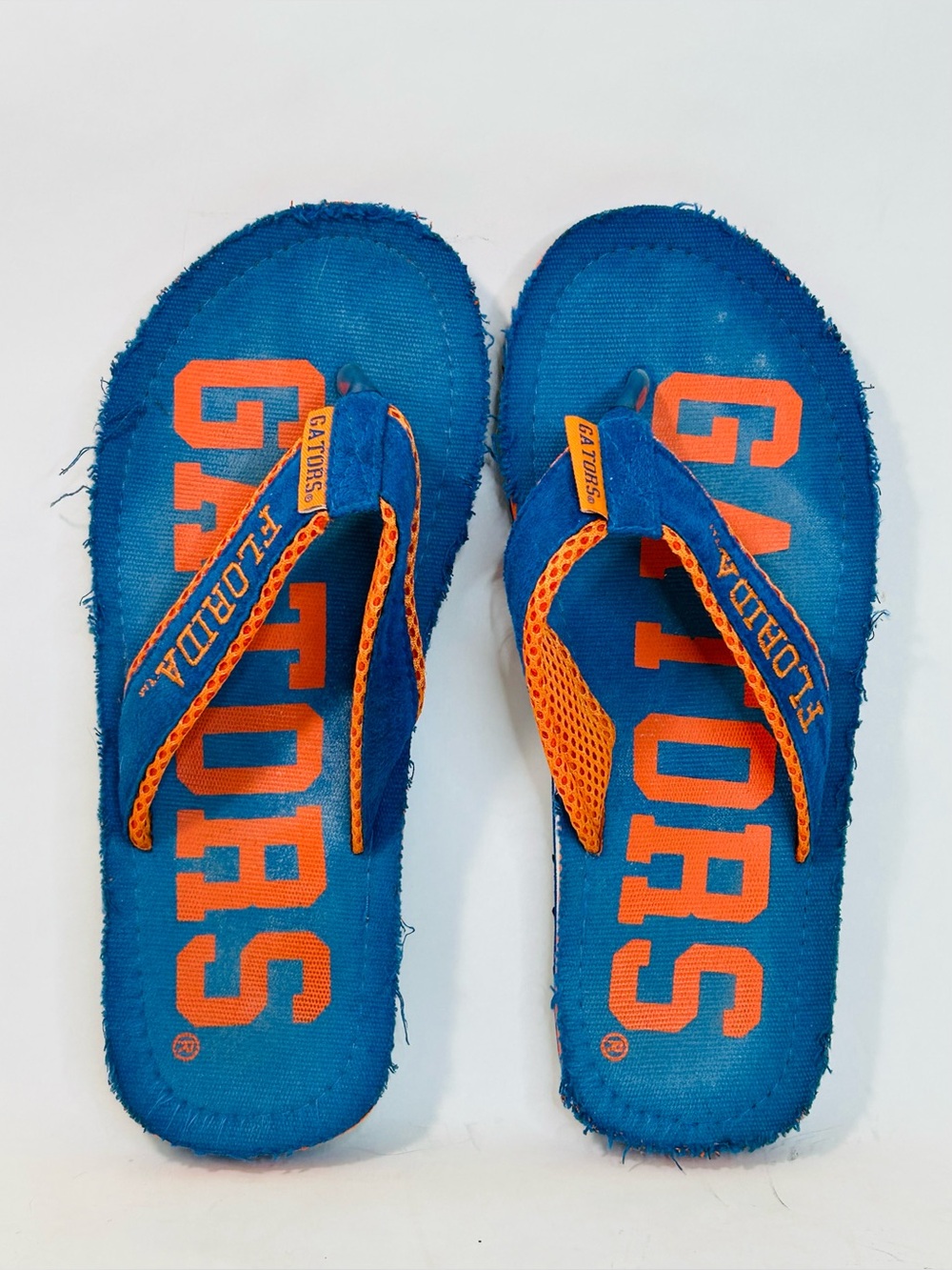 Vintage Florida Gators Orange and Blue Distressed/Frayed Flip Flops Unisex 9M